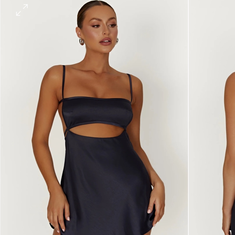 Mini navy satin dress